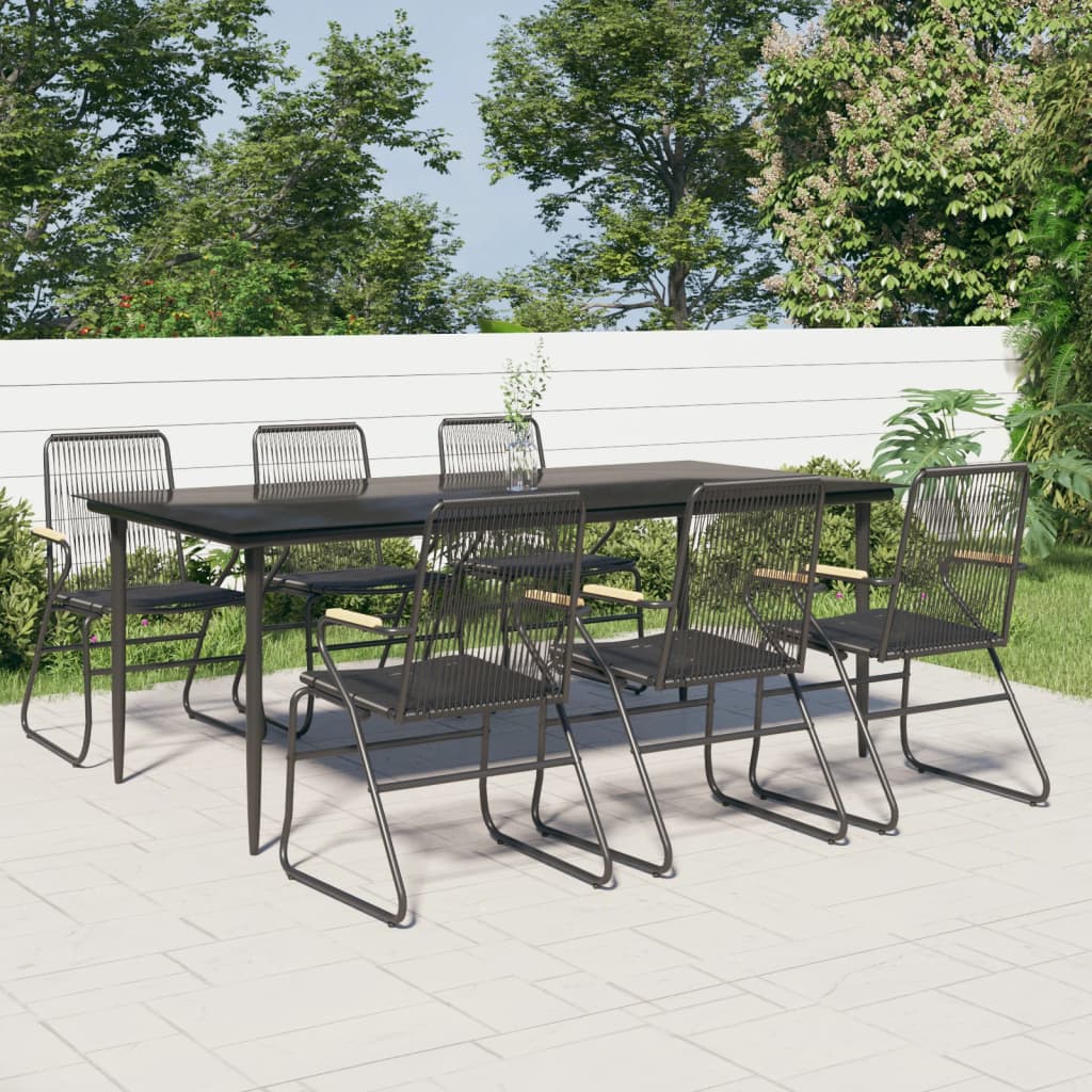 Set da Pranzo da Giardino 7 pz Nero in Rattan PVC | homemem39