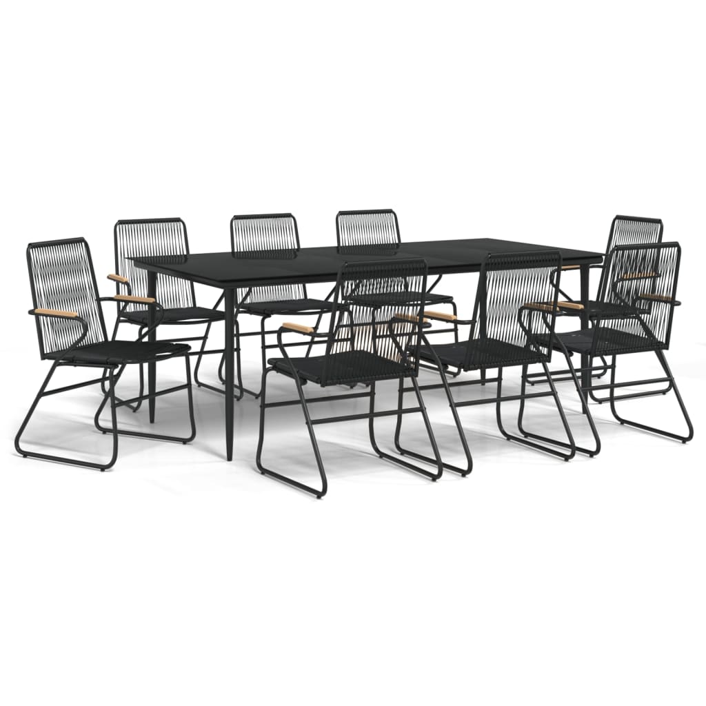 Set da Pranzo da Giardino 9 pz Nero in Rattan PVC - homemem39