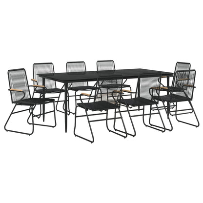 Set da Pranzo da Giardino 9 pz Nero in Rattan PVC - homemem39