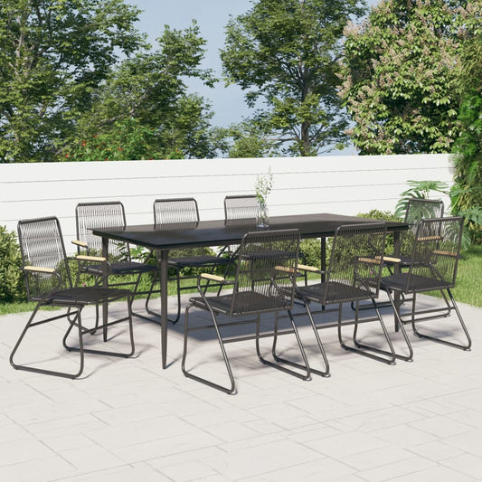 Set da Pranzo da Giardino 9 pz Nero in Rattan PVC - homemem39