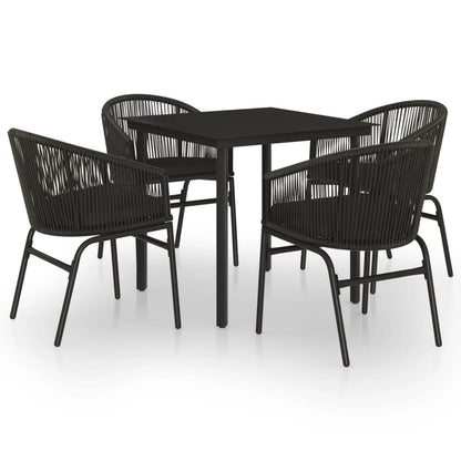 Set da Pranzo per Giardino 5 pz Nero - homemem39