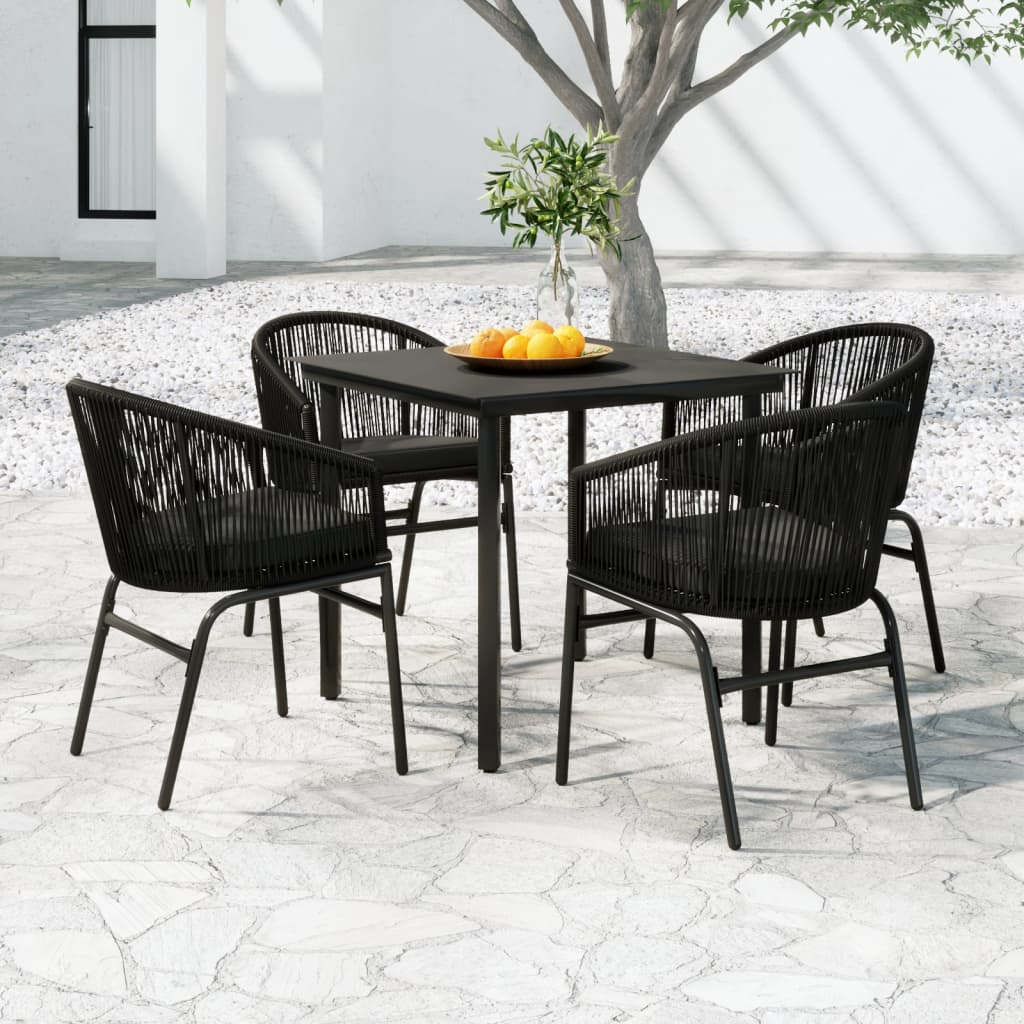 Set da Pranzo per Giardino 5 pz Nero - homemem39