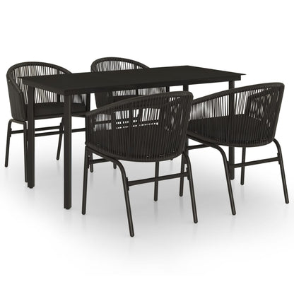 Set da Pranzo per Giardino 5 pz Nero - homemem39