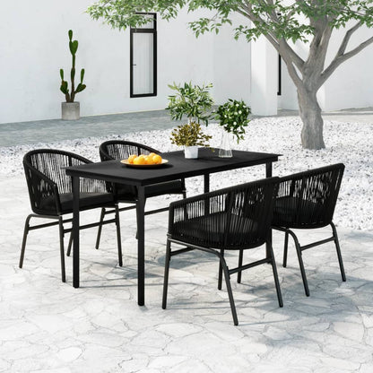 Set da Pranzo per Giardino 5 pz Nero - homemem39