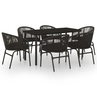Set Mobili da Pranzo per Giardino 7 pz Nero | homemem39