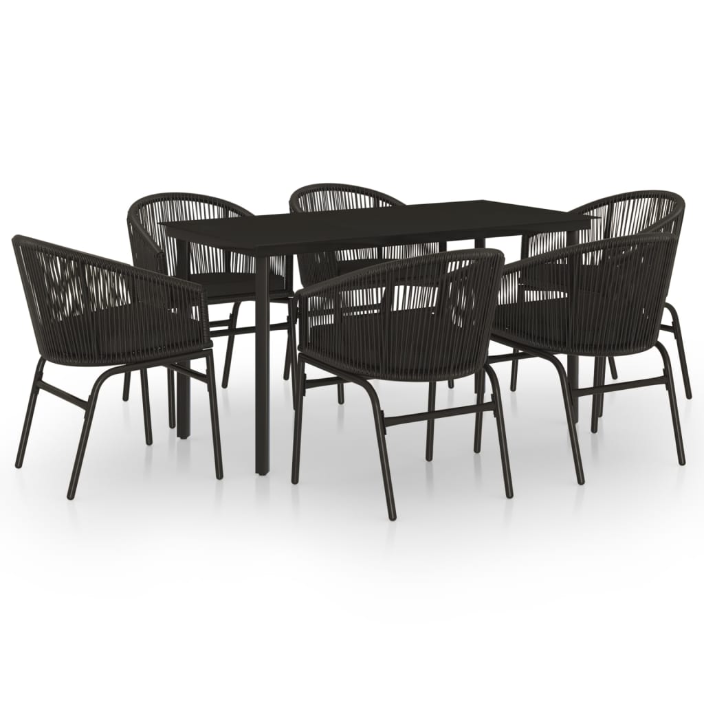 Set Mobili da Pranzo per Giardino 7 pz Nero - homemem39