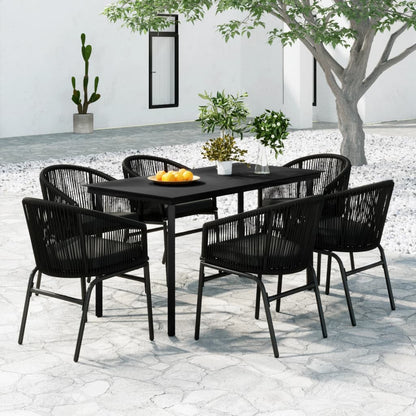 Set Mobili da Pranzo per Giardino 7 pz Nero | homemem39