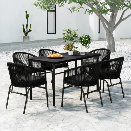 Set Mobili da Pranzo per Giardino 7 pz Nero - homemem39