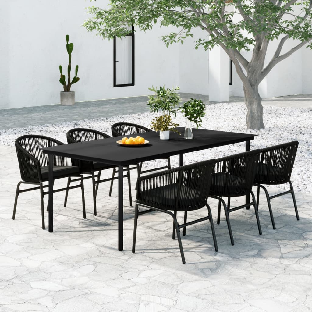 Set da Pranzo da Giardino 7 pz Nero - homemem39