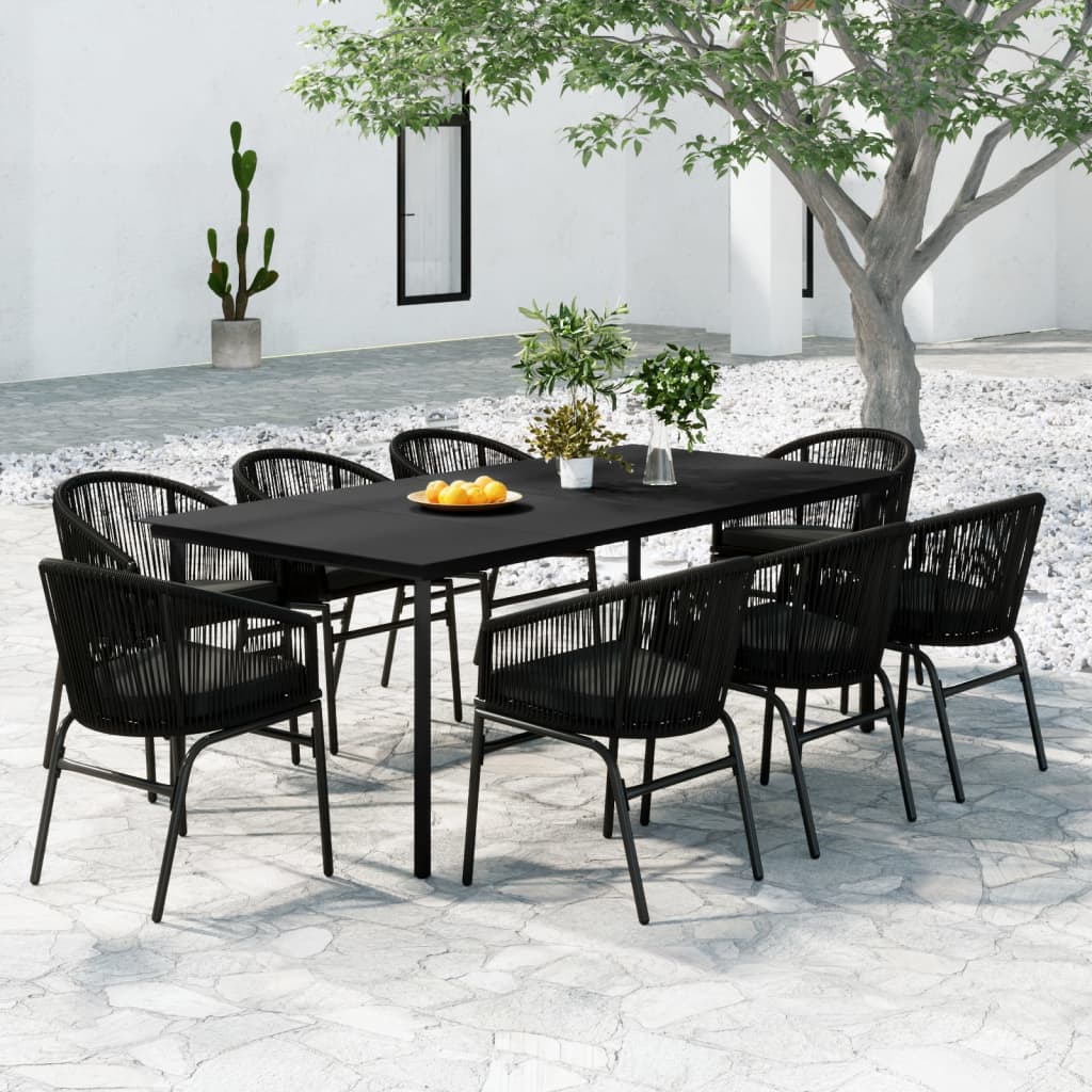 Set da Pranzo da Giardino 9 pz Nero - homemem39