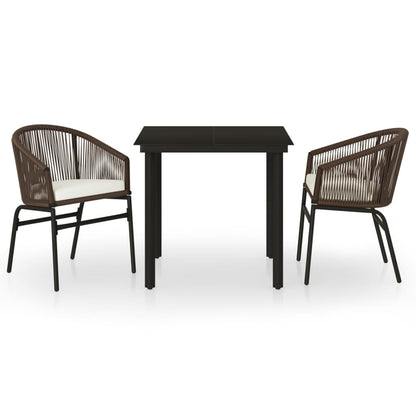 Set Mobili da Pranzo per Giardino 3 pz Marrone | homemem39