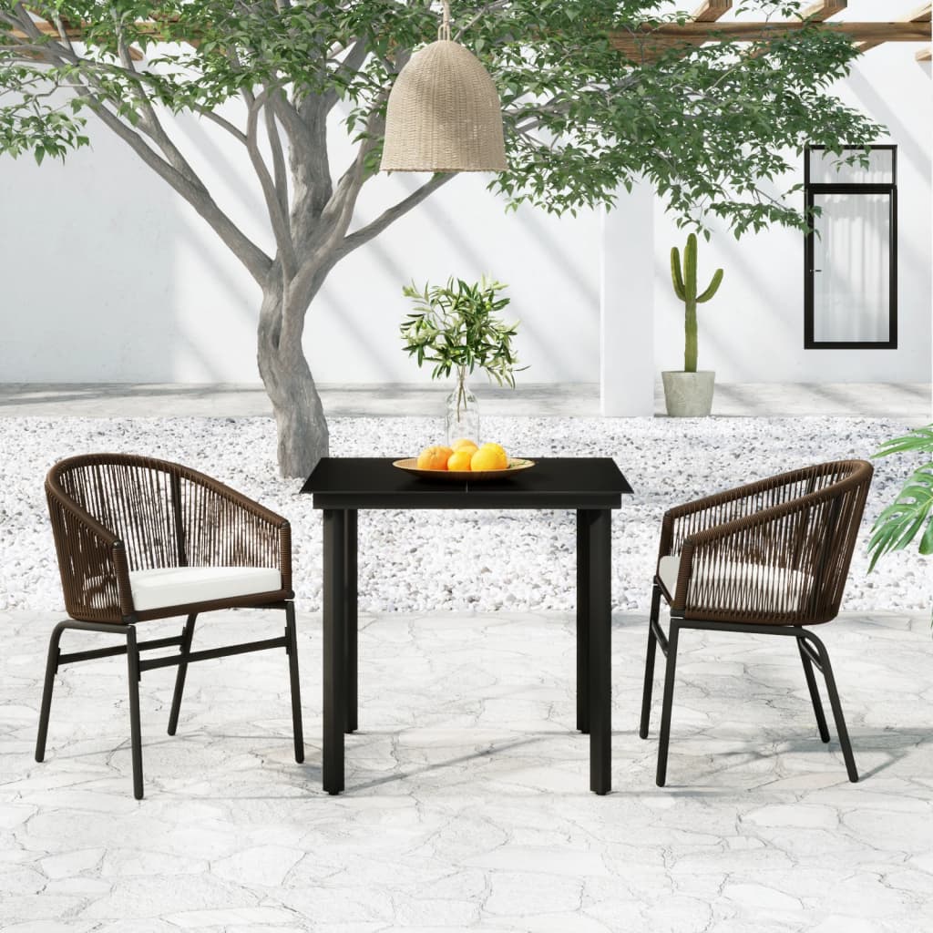 Set Mobili da Pranzo per Giardino 3 pz Marrone | homemem39