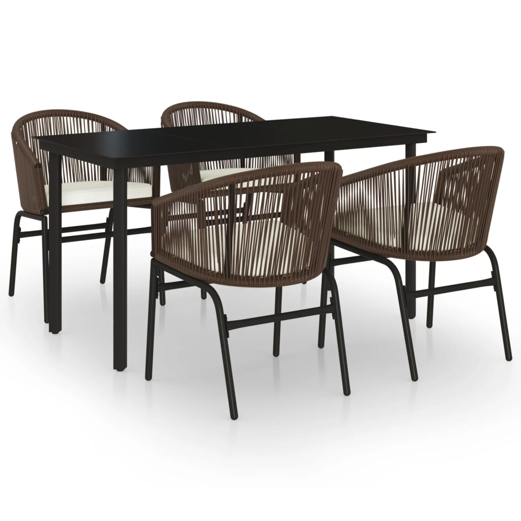 Set Mobili da Pranzo per Giardino 5 pz Marrone | homemem39