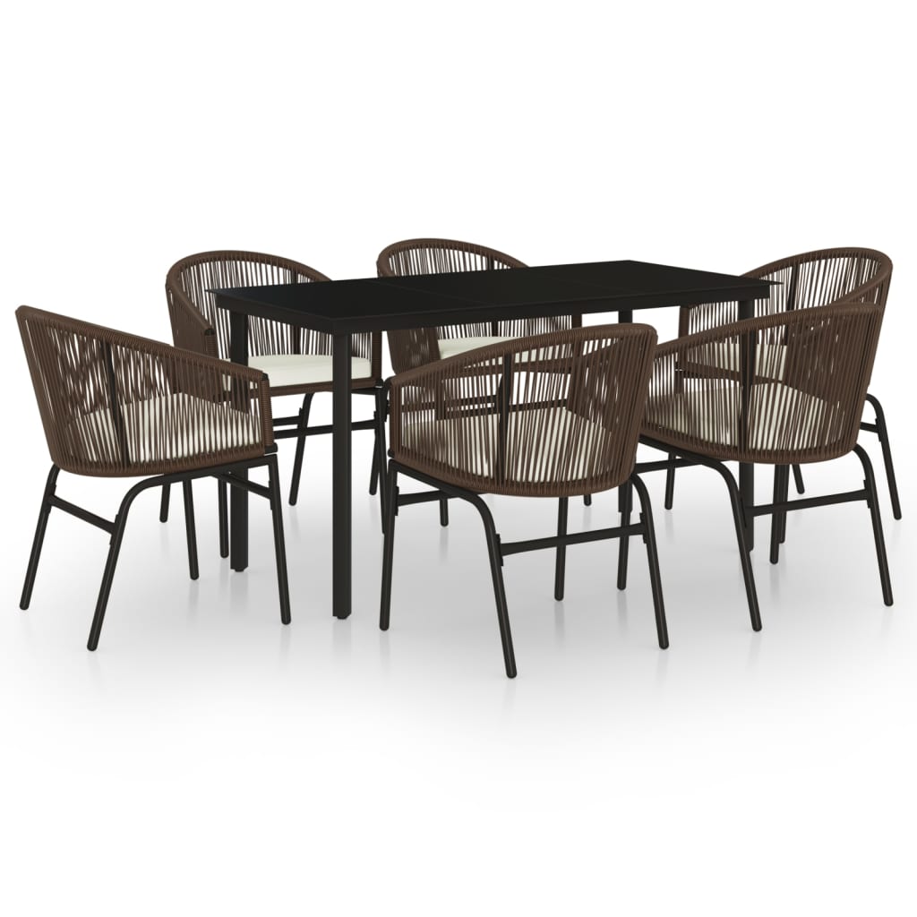 Set Mobili da Pranzo per Giardino 7 pz Marrone | homemem39