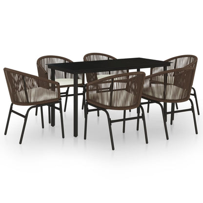 Set Mobili da Pranzo per Giardino 7 pz Marrone | homemem39