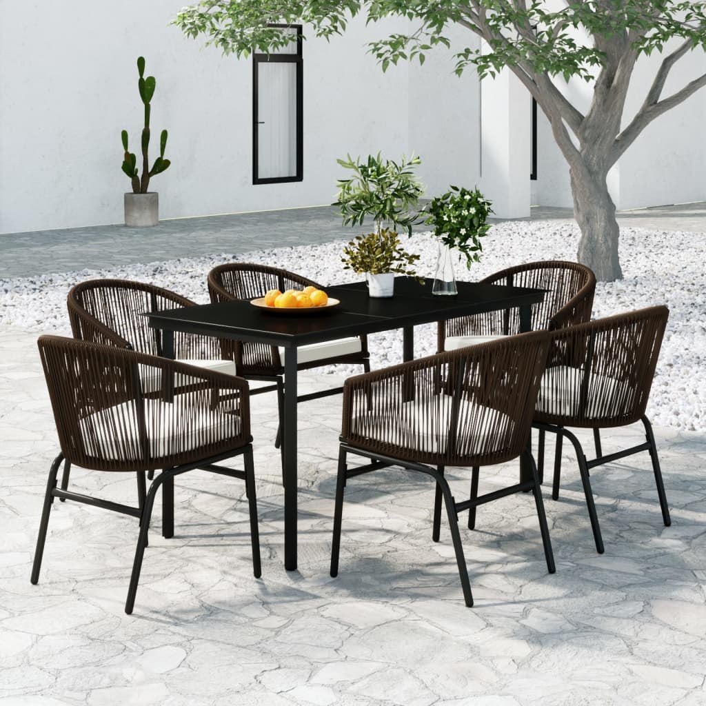 Set Mobili da Pranzo per Giardino 7 pz Marrone | homemem39