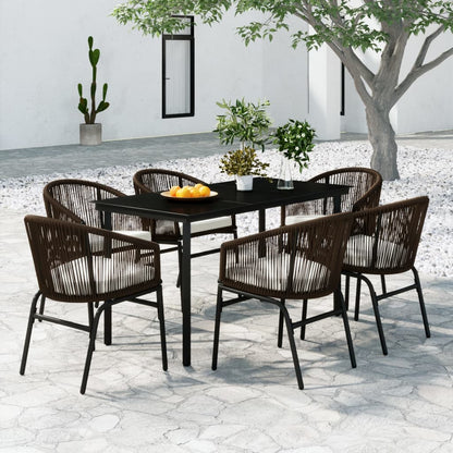 Set Mobili da Pranzo per Giardino 7 pz Marrone | homemem39