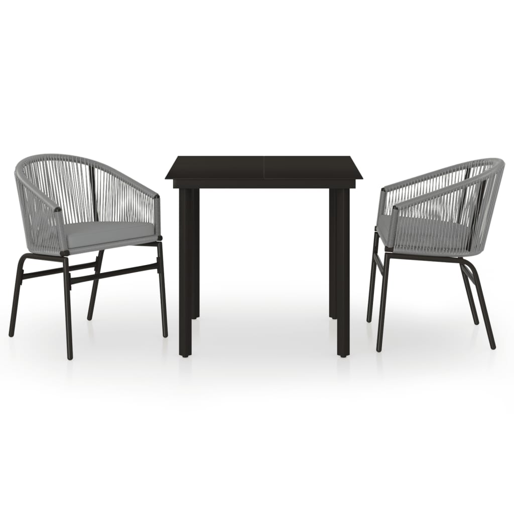 Set Mobili da Pranzo per Giardino 3 pz Grigio | homemem39