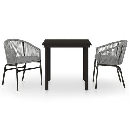 Set Mobili da Pranzo per Giardino 3 pz Grigio | homemem39