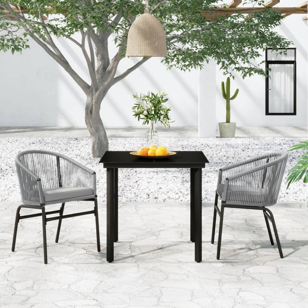 Set Mobili da Pranzo per Giardino 3 pz Grigio | homemem39