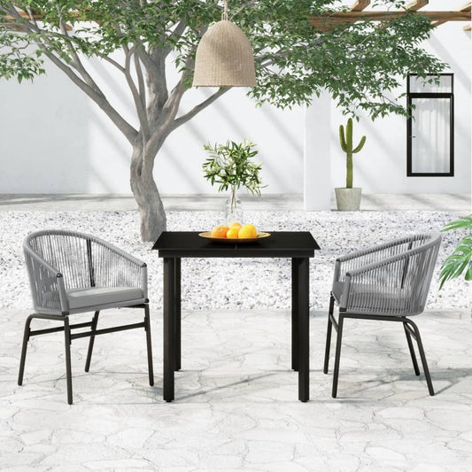 Set Mobili da Pranzo per Giardino 3 pz Grigio - homemem39