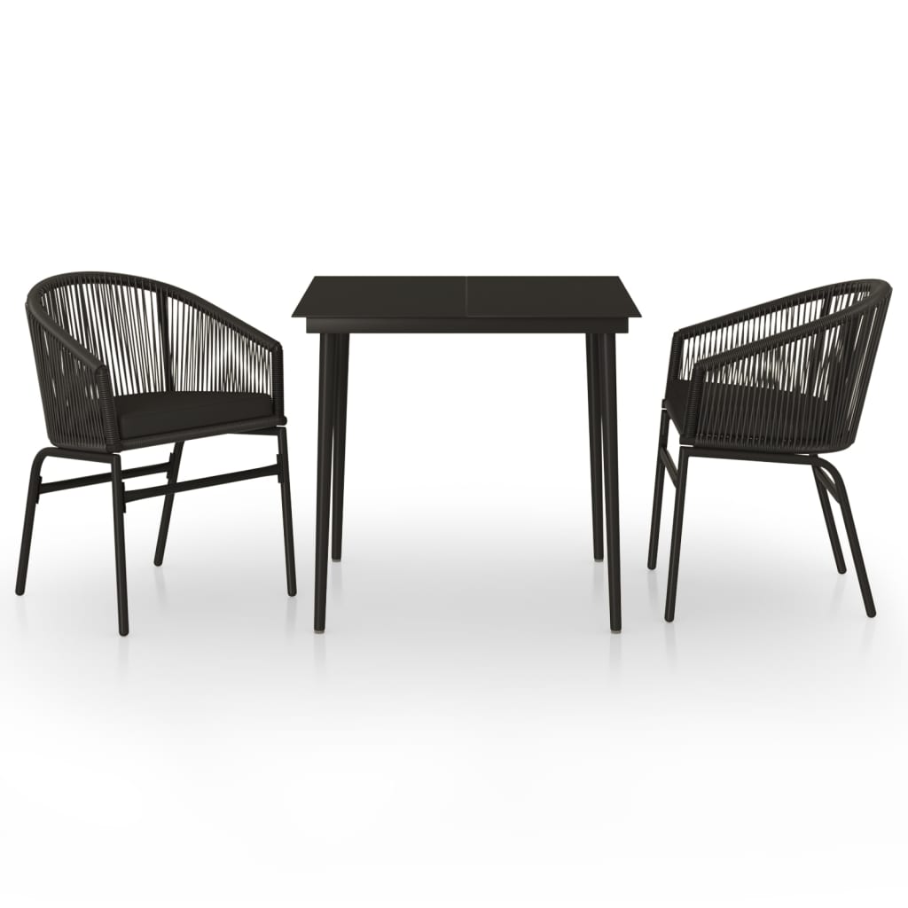 Set Mobili da Pranzo per Giardino 3 pz Nero | homemem39