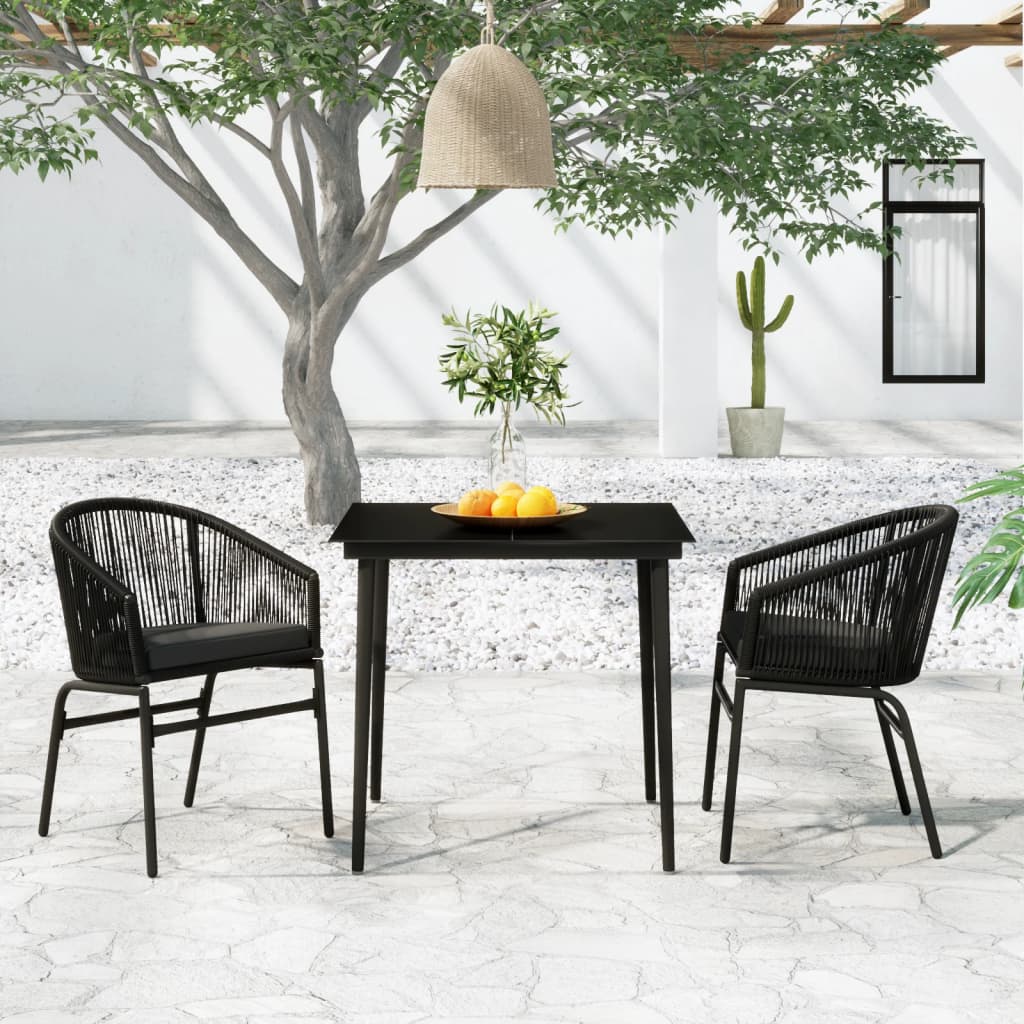 Set Mobili da Pranzo per Giardino 3 pz Nero | homemem39