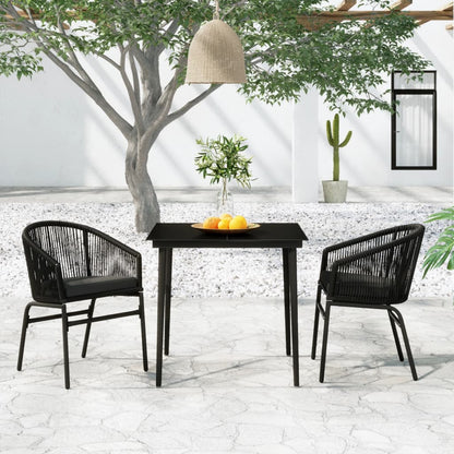 Set Mobili da Pranzo per Giardino 3 pz Nero | homemem39