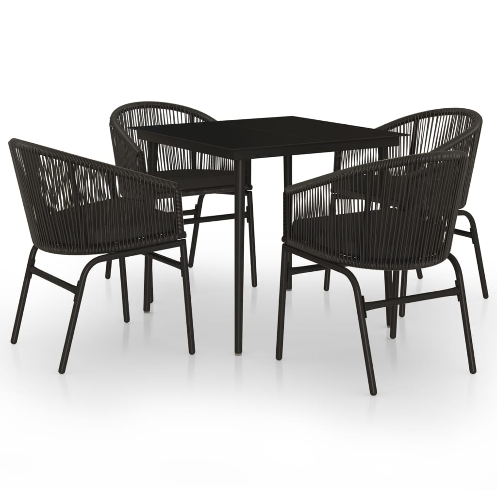 Set da Pranzo per Giardino 5 pz Nero - homemem39