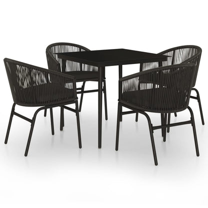 Set da Pranzo per Giardino 5 pz Nero - homemem39