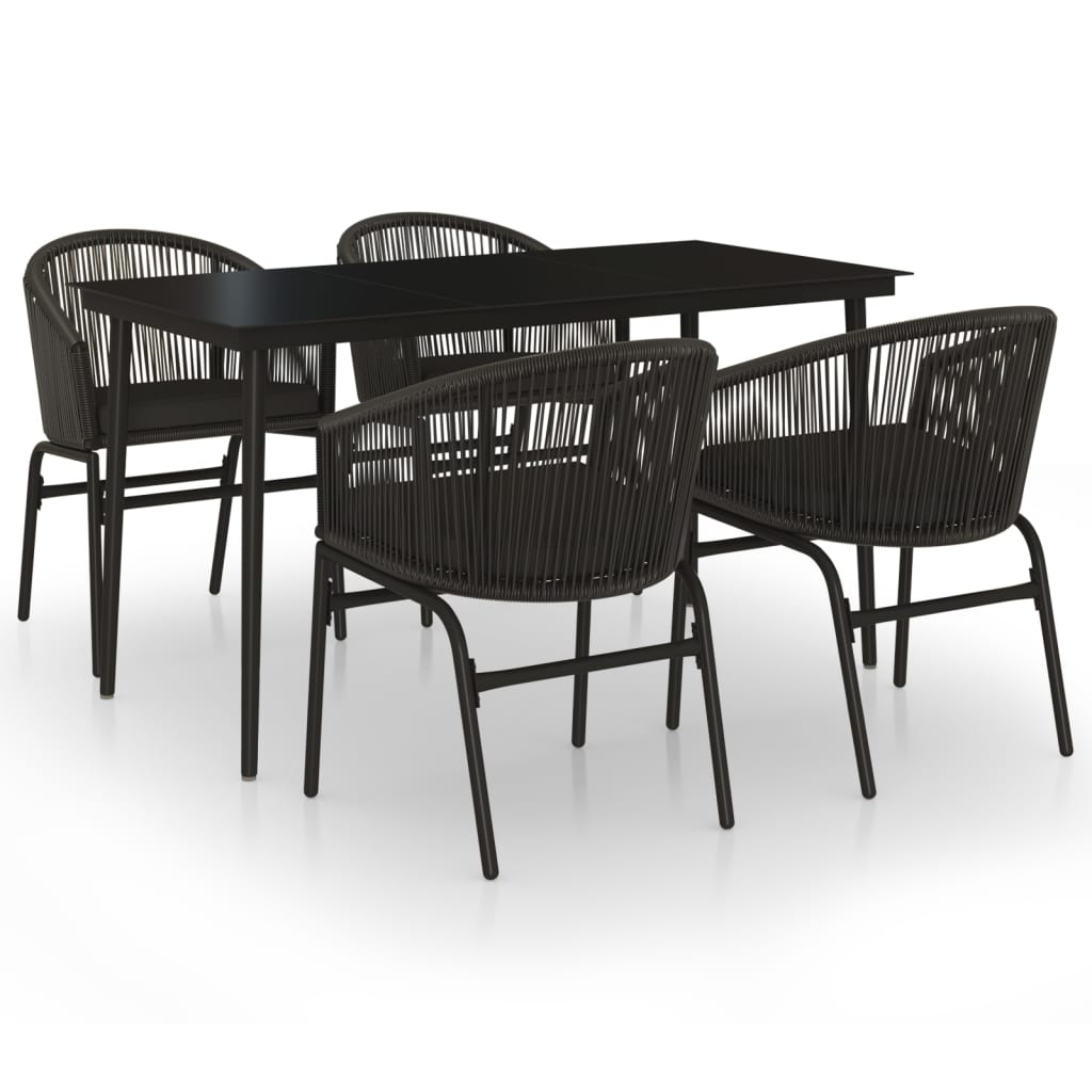 Set da Pranzo per Giardino 5 pz Nero - homemem39