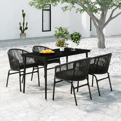 Set da Pranzo per Giardino 5 pz Nero | homemem39