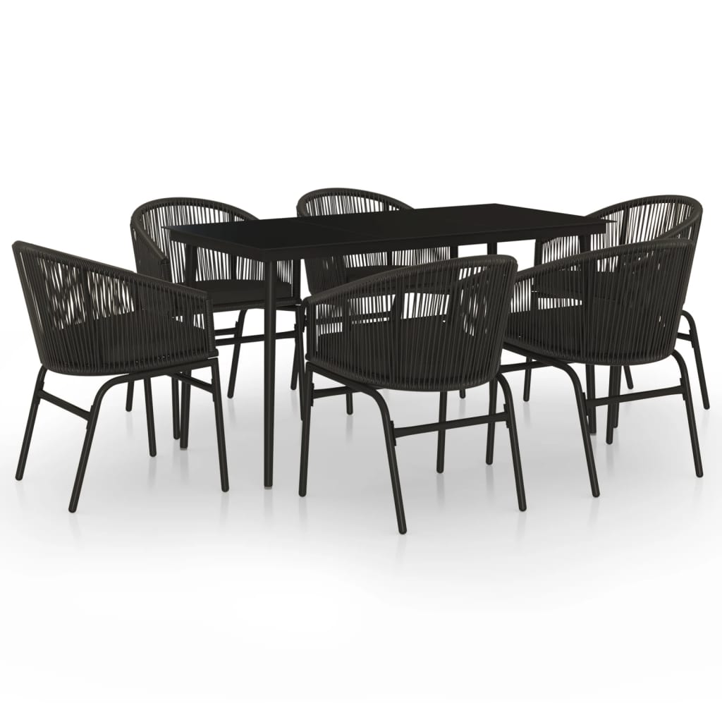 Set Mobili da Pranzo per Giardino 7 pz Nero | homemem39