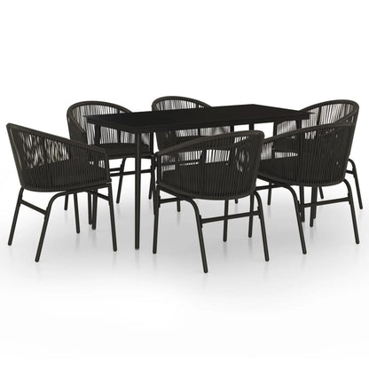 Set Mobili da Pranzo per Giardino 7 pz Nero | homemem39
