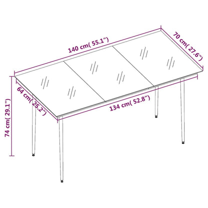 Set Mobili da Pranzo per Giardino 7 pz Nero | homemem39