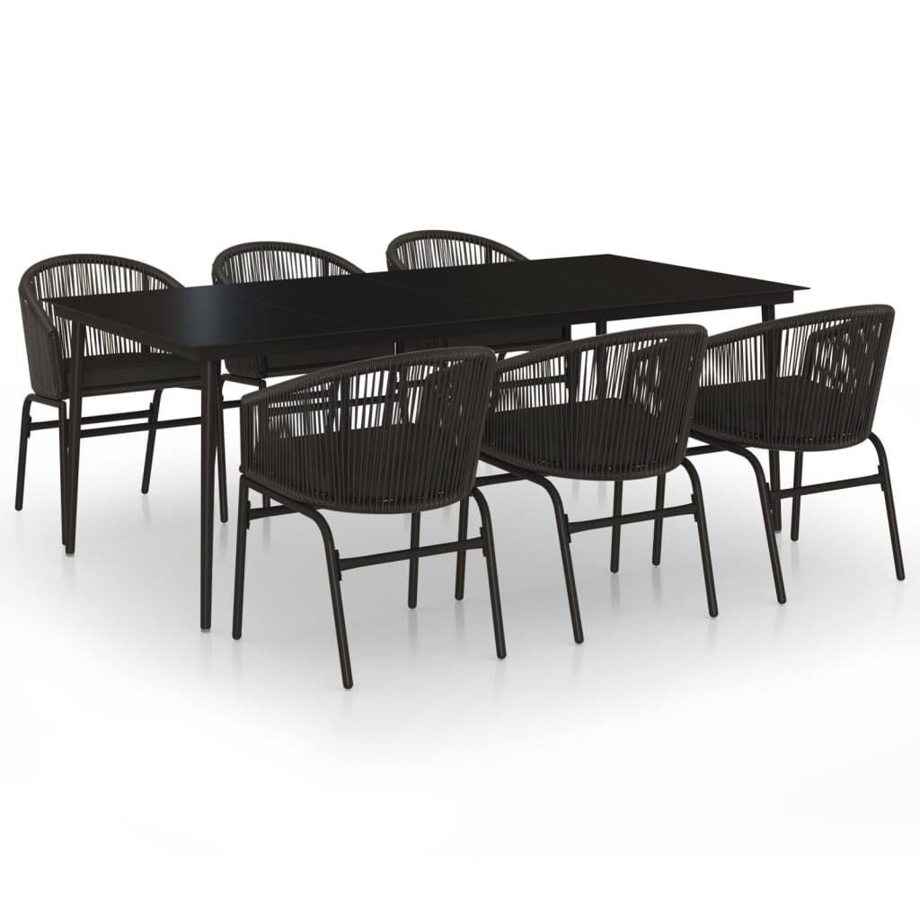 Set da Pranzo da Giardino 7 pz Nero - homemem39