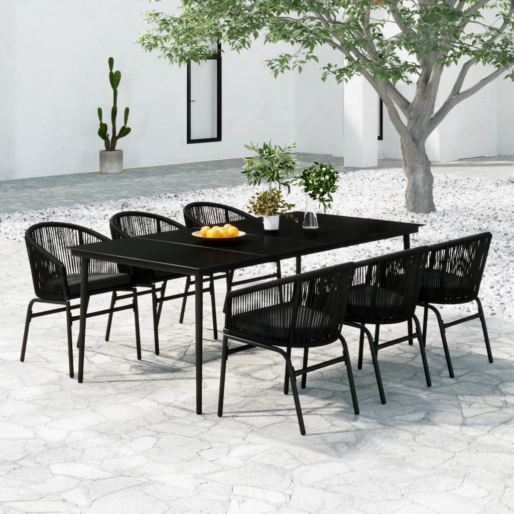 Set da Pranzo da Giardino 7 pz Nero | homemem39