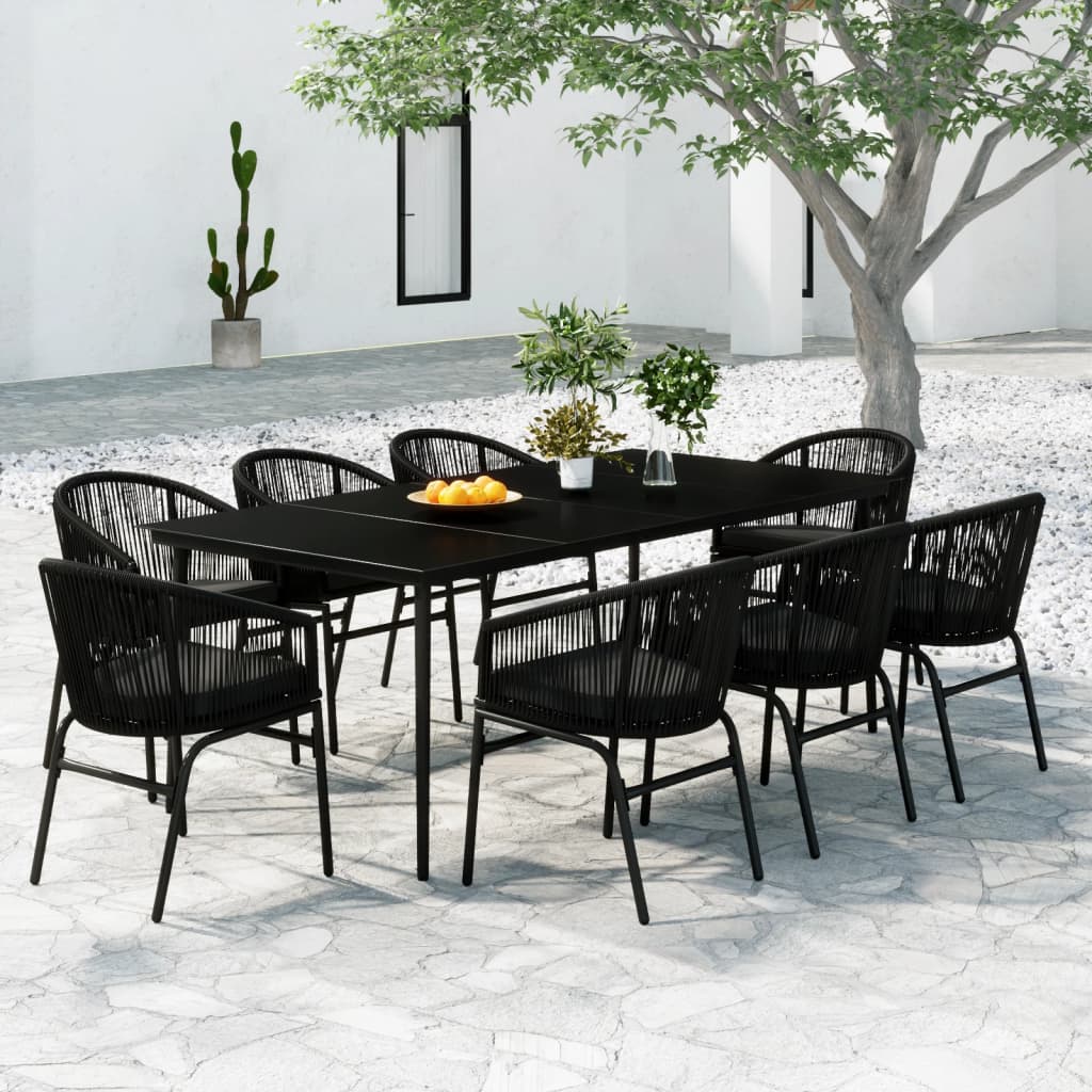 Set da Pranzo da Giardino 9 pz Nero - homemem39