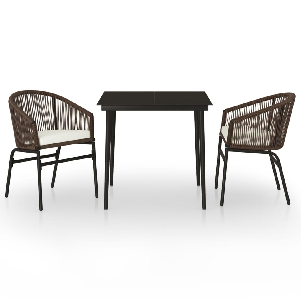 Set Mobili da Pranzo per Giardino 3 pz Marrone | homemem39