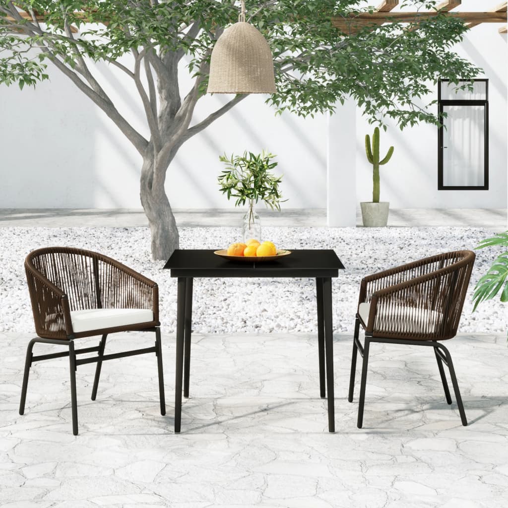 Set Mobili da Pranzo per Giardino 3 pz Marrone | homemem39