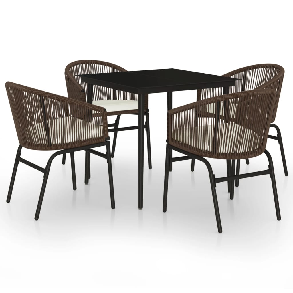 Set Mobili da Pranzo per Giardino 5 pz Marrone | homemem39
