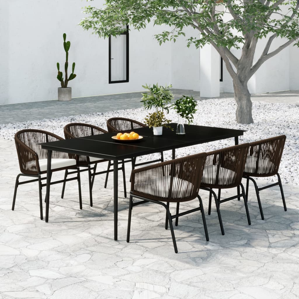 Set da Pranzo da Giardino 7 pz Marrone - homemem39