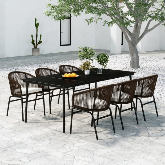 Set da Pranzo da Giardino 7 pz Marrone - homemem39