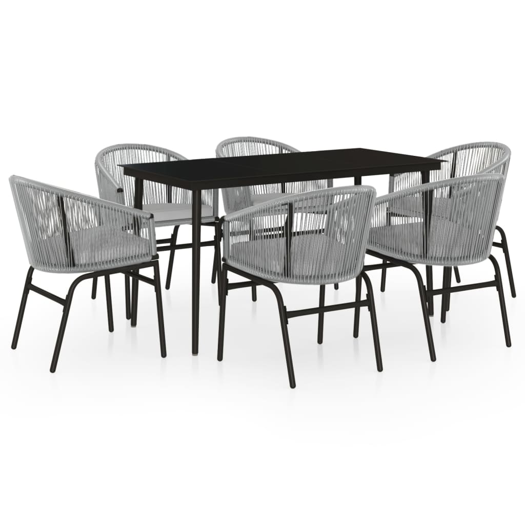 Set da Pranzo da Giardino 7 pz Grigio - homemem39