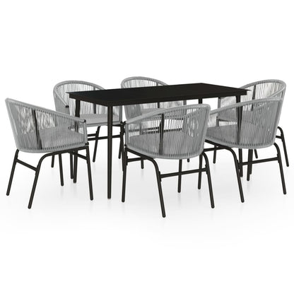 Set da Pranzo da Giardino 7 pz Grigio - homemem39