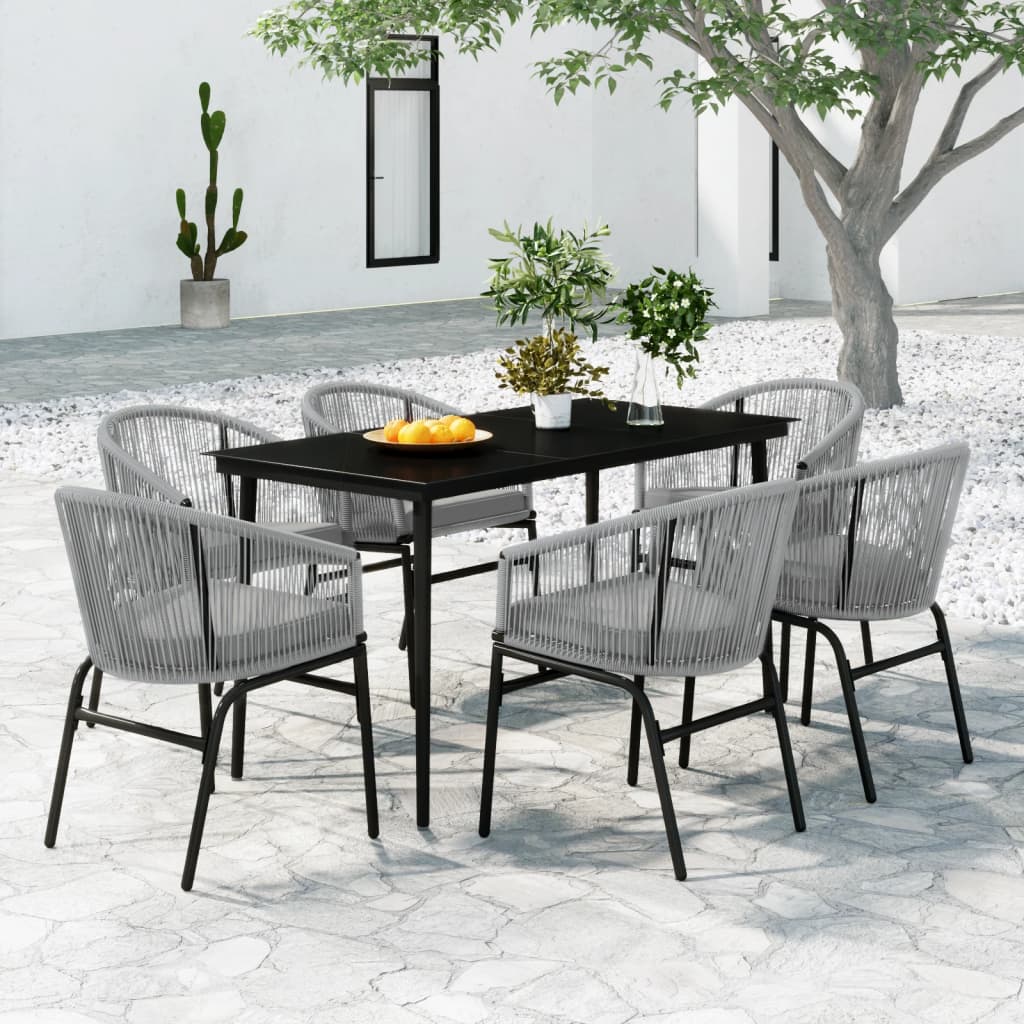 Set da Pranzo da Giardino 7 pz Grigio - homemem39