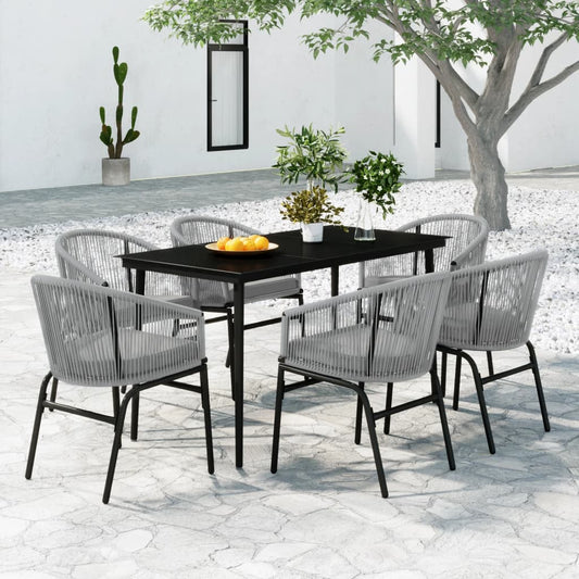 Set da Pranzo da Giardino 7 pz Grigio - homemem39