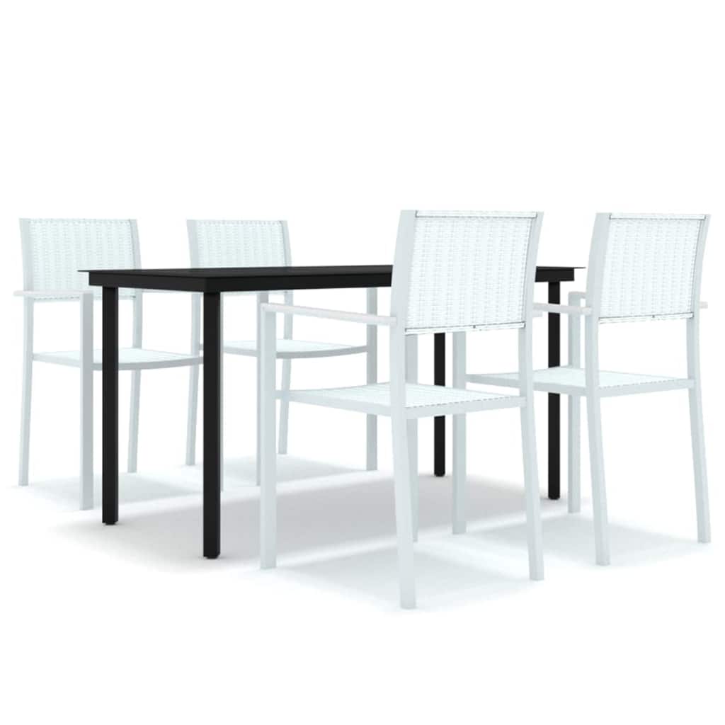 Set Mobili da Pranzo per Giardino 5 pz Bianco | homemem39