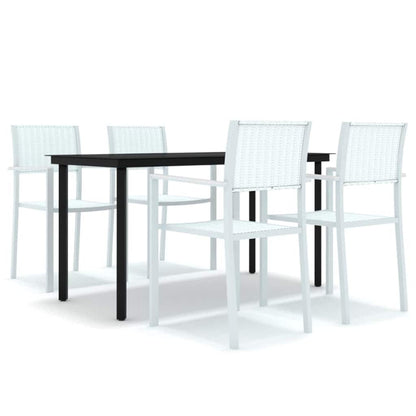Set Mobili da Pranzo per Giardino 5 pz Bianco | homemem39