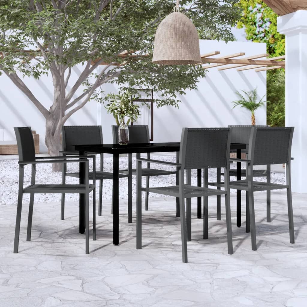 Set da Pranzo da Giardino 7 pz Nero - homemem39